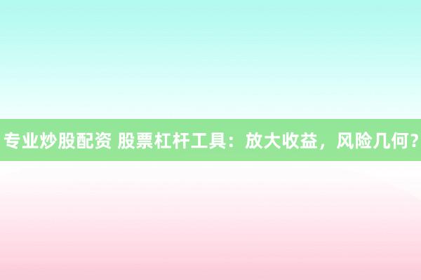 专业炒股配资 股票杠杆工具：放大收益，风险几何？