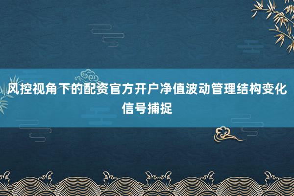 风控视角下的配资官方开户净值波动管理结构变化信号捕捉