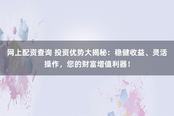 网上配资查询 投资优势大揭秘：稳健收益、灵活操作，您的财富增值利器！