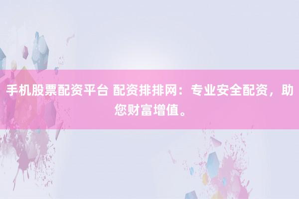 手机股票配资平台 配资排排网：专业安全配资，助您财富增值。