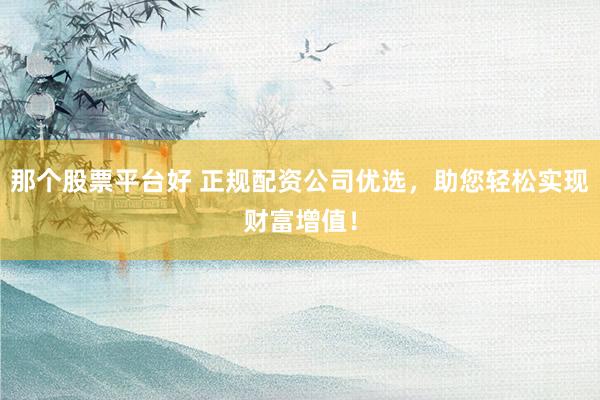 那个股票平台好 正规配资公司优选，助您轻松实现财富增值！