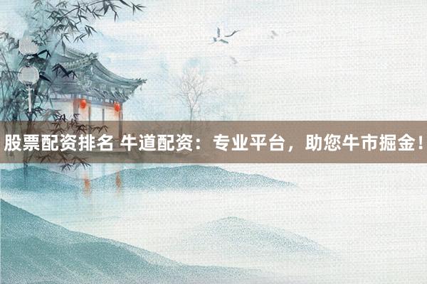 股票配资排名 牛道配资：专业平台，助您牛市掘金！